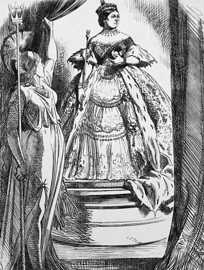 Britannia kehotti kuningatar Victoriaa tulemaan takaisin maailmaan pitkän surun jälkeen tekijältä John Tenniel