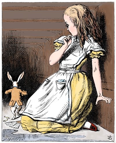Kohtaus Lewis Carrollin Liisa seikkailuista ihmemaassa, 1865 tekijältä John Tenniel