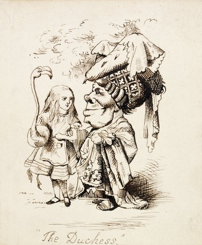 Herttuatar, n. 1865 (kynä ja ruskea muste) tekijältä John Tenniel