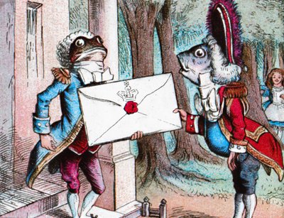Sammakkojalkamies toimittaa kutsun, c1910 tekijältä John Tenniel