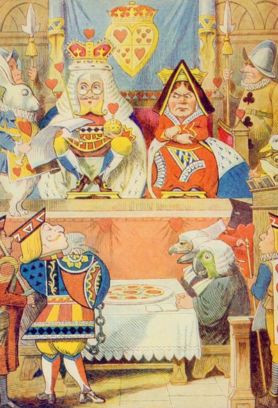 The Trial of the Knave of Hearts, kuvitus Lewis Carrollin (1832-9) Liisa ihmemaassa tekijältä John Tenniel