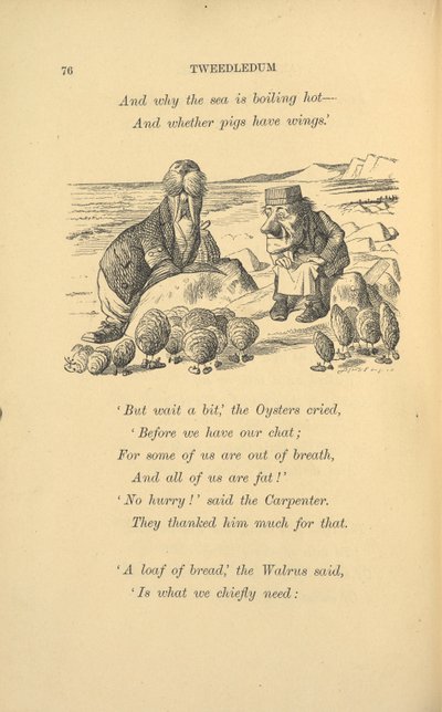 Mursu ja puuseppä ostereilla. tekijältä John Tenniel
