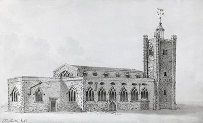 Vanha St Gilesin kirkko, n.1718 (kaiverrus) tekijältä John Thomas (after) Smith
