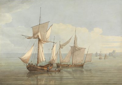 Hoy ja Lugger muiden toimitusten kanssa rauhallisella merellä tekijältä John Thomas Serres