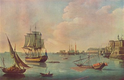 Englantilaiset miehet o sota Maltan satamassa Maltan satamassa, c1805 tekijältä John Thomas Serres