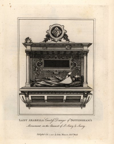 Hautakuva tai Lady Arabella, Nottinghamin kreivitär, St Mary le Savoyn kansliassa tekijältä John Thomas Smith