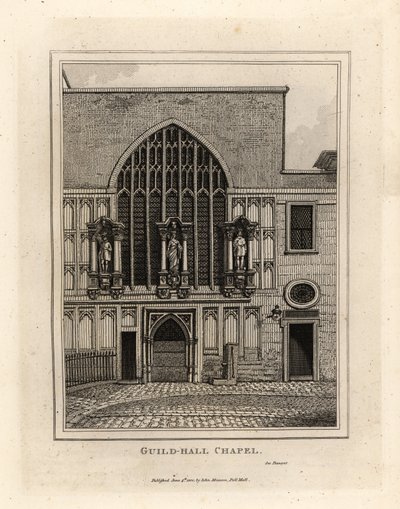Guild Hall Chapel, rakennettu uudelleen vuonna 1440, osa 1100-luvun kiltataloa Lontoossa tekijältä John Thomas Smith