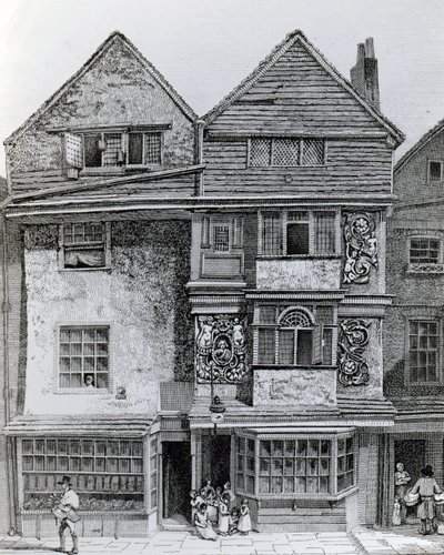 Talot London Wall -nimisen kadun eteläpuolella, julkaistu 1812 tekijältä John Thomas Smith