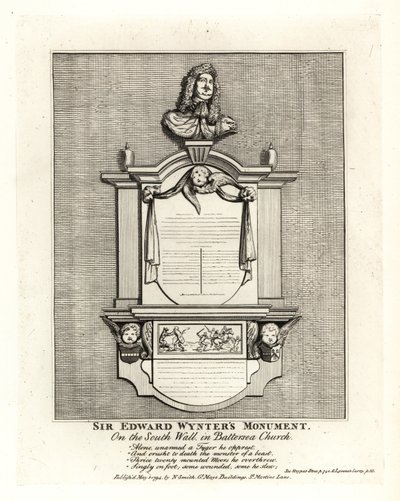 Sir Edward Wynterin, kuolleen 1685, muistomerkki Battersean St Marys Churchin eteläseinällä tekijältä John Thomas Smith