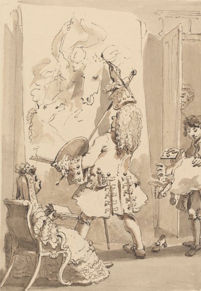 Sir James Thornhillin poika astuu mestarinsa maalaushuoneeseen toimittamaan nippu ja kirje Lady Thornhillin läsnäollessa tekijältä John Thomas Smith