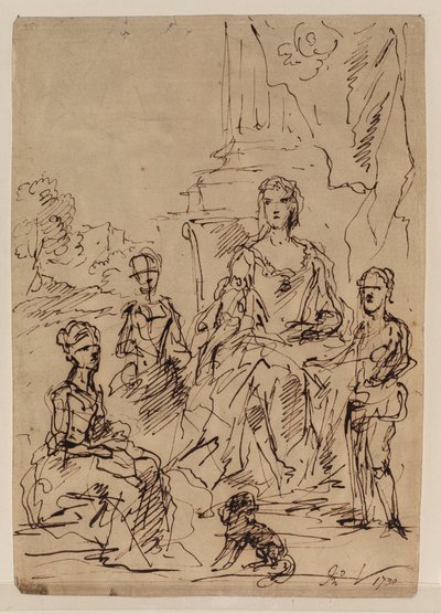 Luonnos perheen muotokuvaryhmälle, 1730 tekijältä John Vanderbank