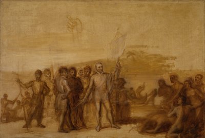 Kolumbuksen laskeutuminen, n. 1840. tekijältä John Vanderlyn