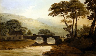 Beddgelert Bridge (akvarelli paperille) tekijältä John Varley