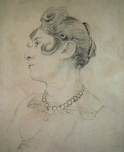Matilda Lowryn muotokuva (kynä paperille) tekijältä John Varley