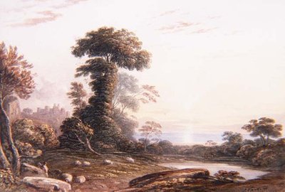 Auringonlasku Harlechin linnassa tekijältä John Varley