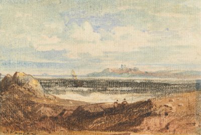 Vista do litoral acidentado, Bamburgh, Northumberland Finlandês tekijältä John Varley
