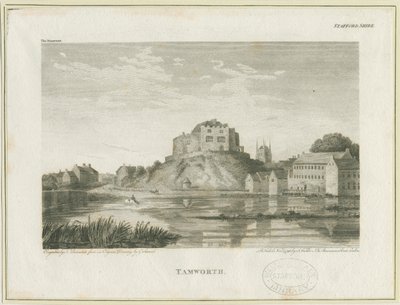 Tamworth Castle: kaiverrus, nd [c 1798] tekijältä John Walker