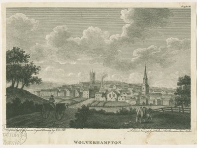 Wolverhampton - Lounaisnäkymä: kaiverrus, nd [c 1796] tekijältä John Walker