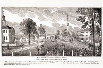 Concordin keskiosa, Massachusettsin historialliset kokoelmat, John Warner Barber, kaiverrus J. Downes, 1839 tekijältä John Warner Barber