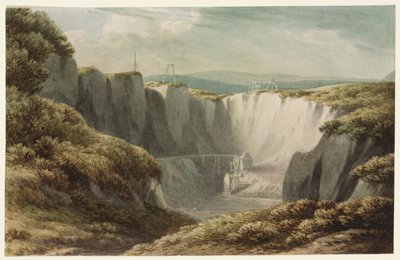 Tinakaivos Carclaisessa, Cornwallissa, n. 1800 (wc paperilla) tekijältä John Warwick