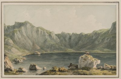 Llyn Idwal, sen lähestyminen Llyn Ogwenista, Carnarvonshire, n. 1795 (wc paperilla) tekijältä John Warwick Smith
