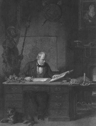 Sir Walter Scott tutkimuksessaan Castle Street, Edinburgh tekijältä John Watson Gordon