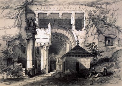 Karli, Suuren Chaityan luolan sisäänkäynti, 1845. tekijältä John Weale