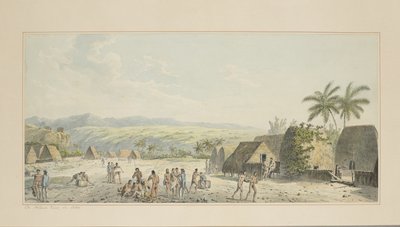 19: Näkymä sisämaahan Atooille, sarjasta akvarelleja, jotka kuvaavat kapteeni Cookin viimeistä matkaa, n. 1773-84 tekijältä John Webber
