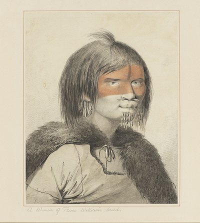 27: Prinssi Williamin äänen nainen, sarjasta akvarelleja, jotka kuvaavat kapteeni Cookin viimeistä matkaa, n. 1773-1784 tekijältä John Webber