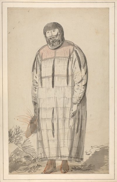 John Webberin luonnoskirjassa oleva piirros "A native male of North America". tekijältä John Webber