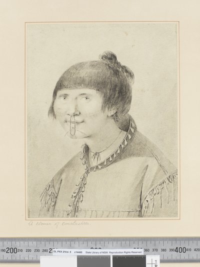 F.29 Oonalashkan nainen, n. 1773-84 (akvarelli) tekijältä John Webber