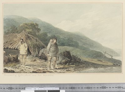F.33 Norton Soundin asukkaat ja heidän asuinpaikkansa, n. 1773-84 (akvarelli) tekijältä John Webber