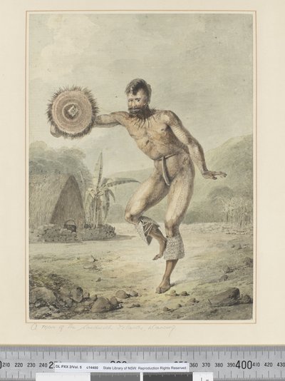 F.36 Sandwichsaarten mies, Dancing, n.1773-84 (akvarelli) tekijältä John Webber