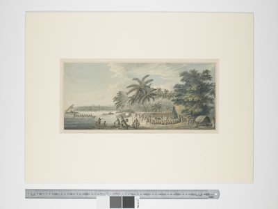 F.3 Näkymä Anamookassa, n. 1773-1784 (akvarelli- ja painokaiverrukset) tekijältä John Webber