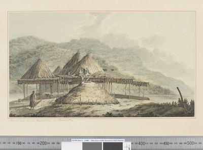 F.42 Kesä- ja talviasuntoja Kamschatkassa, n. 1783-84 (akvarelli) tekijältä John Webber