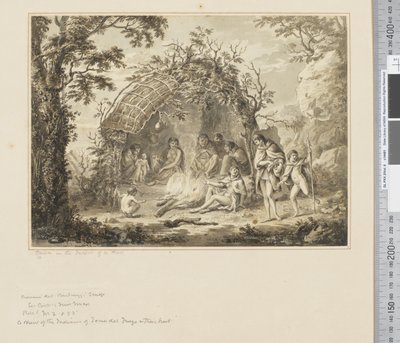 F.43 Natives in the Interior of the Hut, n.1783-84 (akvarelli) tekijältä John Webber