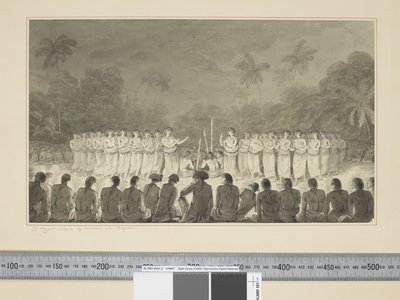 F.6 A Night Dance by Women in Hapaee, n.1773-84 (akvarelli) tekijältä John Webber