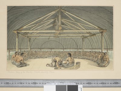 F.7 Poulaho, Ystävällisten saarten kuningas, juo Kavaa, n. 1773-84 (akvarelli) tekijältä John Webber