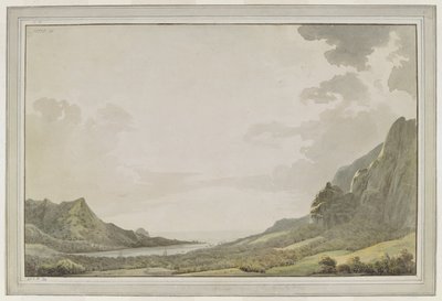 [Koko piirustus]. Näkymä Aimeon satamasta [Papetoai Bay], näkymä merelle päin; 