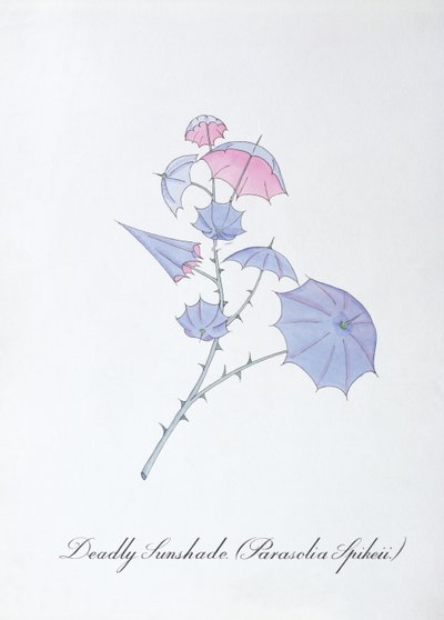 Deadly Sunshade (Parasolia Spikeii.), kuvitus John Weirin teoksesta The Bogus Book of Botany tekijältä John Weir