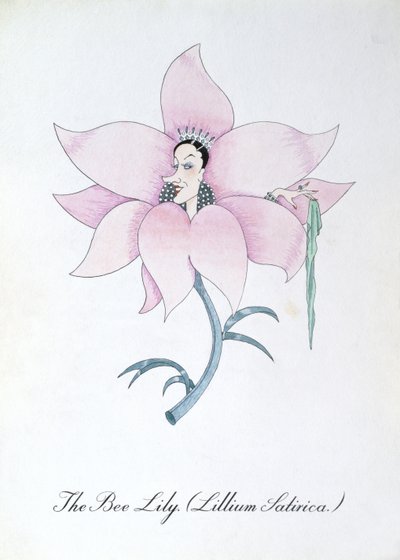 The Bee Lily (Lilium Satirical.), kuvitus John Weirin teoksesta "The Bogus Book of Botany" tekijältä John Weir
