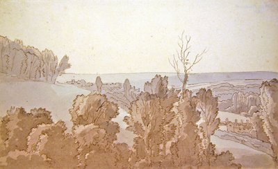 Näkymä Bridewellissä (kynä ja muste ja siniset ja harmaat pesut paperille) tekijältä John White Abbott