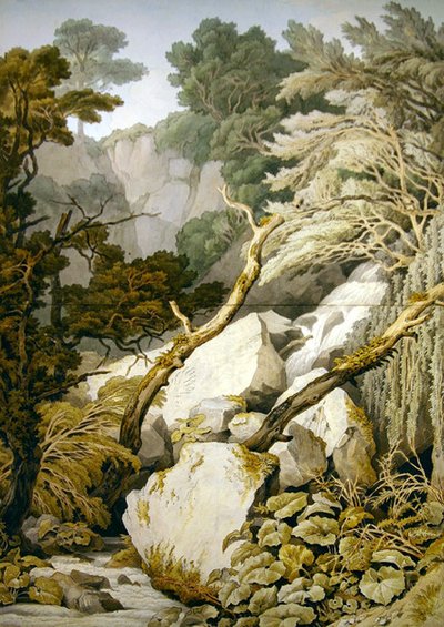 Chudleigh, Devon (kynä ja harmaa muste ja vesiväri kynällä paperille) tekijältä John White Abbott