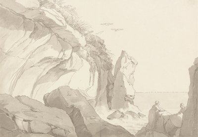 The Warren lähellä Exmouthia, Devon: Figuurit kallioilla meren reunalla tekijältä John White Abbott