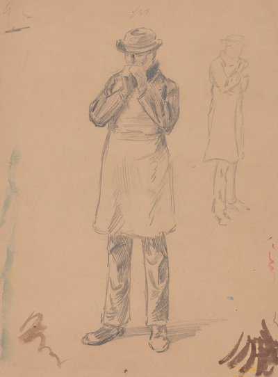 Karikatyyri itsestään ja E. A. Abbeysta (recto); Kaksi tutkimusta seisovasta miehestä (käänteinen) tekijältä John White Alexander