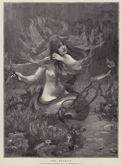 Merenneito (litho) tekijältä John William (after) Waterhouse