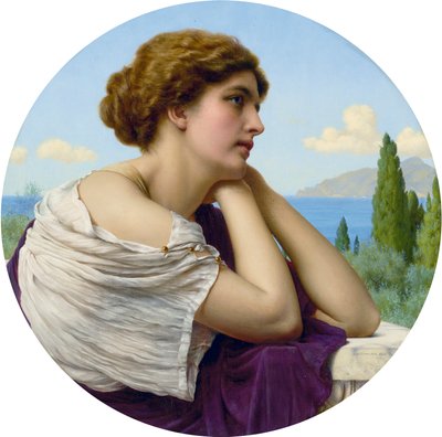 Sydän hänen huulillaan ja sielu hänen silmissään, kirjoittanut John William Godward. tekijältä John William Godward