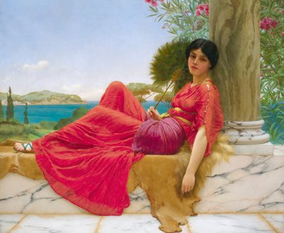 John William Godwardin kirjoittama pylvästä vasten nojautuminen tekijältä John William Godward