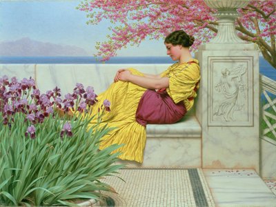 Oksalla riippuvan kukan alla, 1917 tekijältä John William Godward