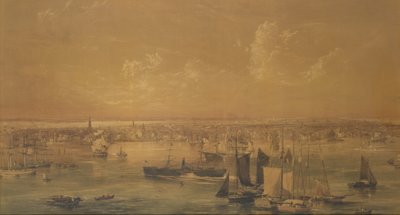 New York East Riveristä, 1852 (pesu, guassi ja grafiitti) tekijältä John William Hill